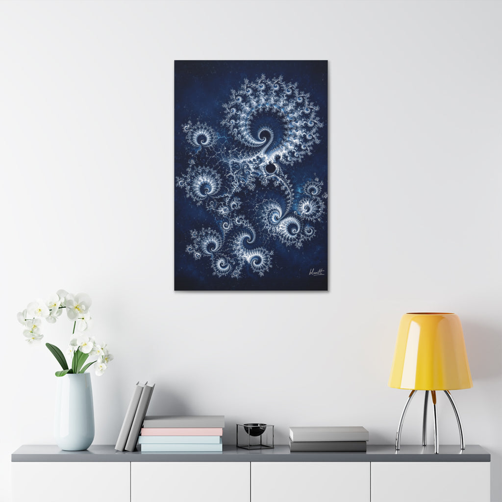 Copper Infinity - Ice Blue & Silver Glossy Canvas
