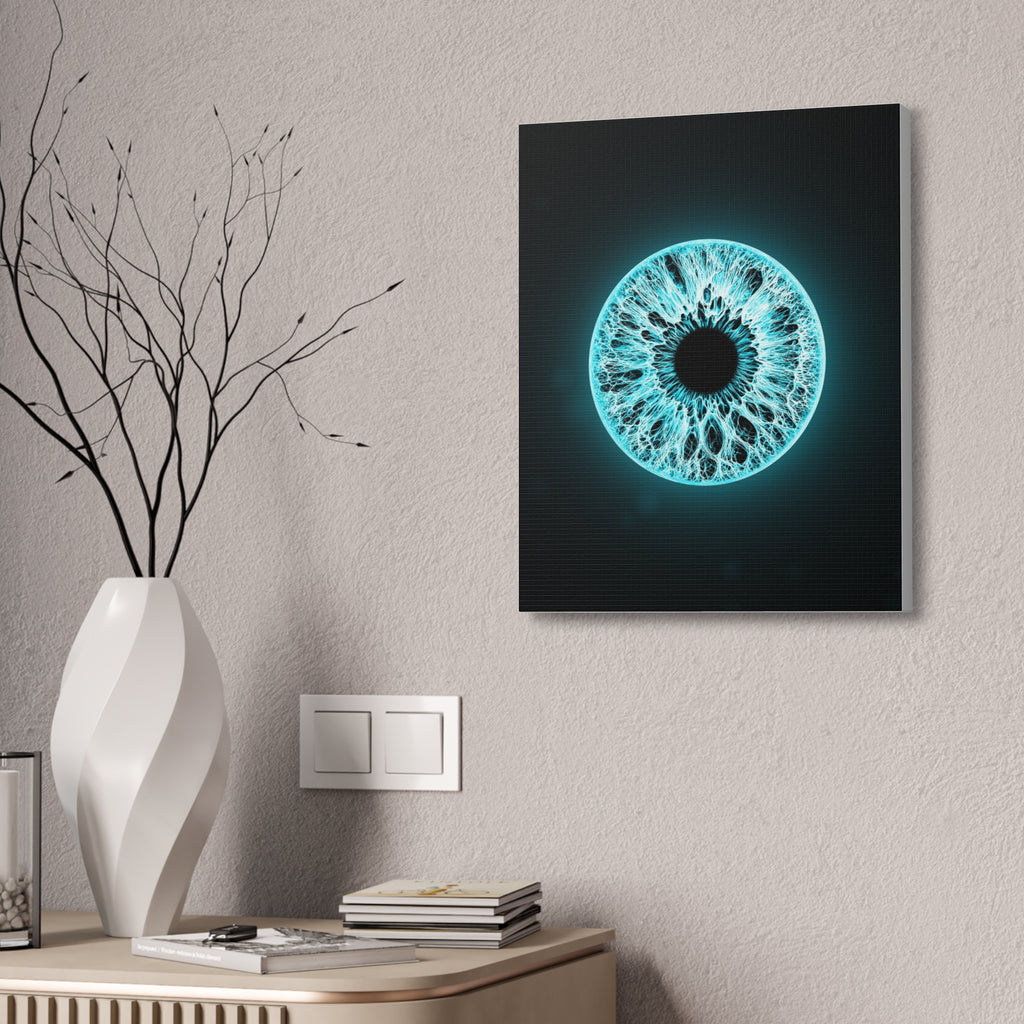 BLXNTT Iris – Lace Web Electric Cyan Glossy Canvas