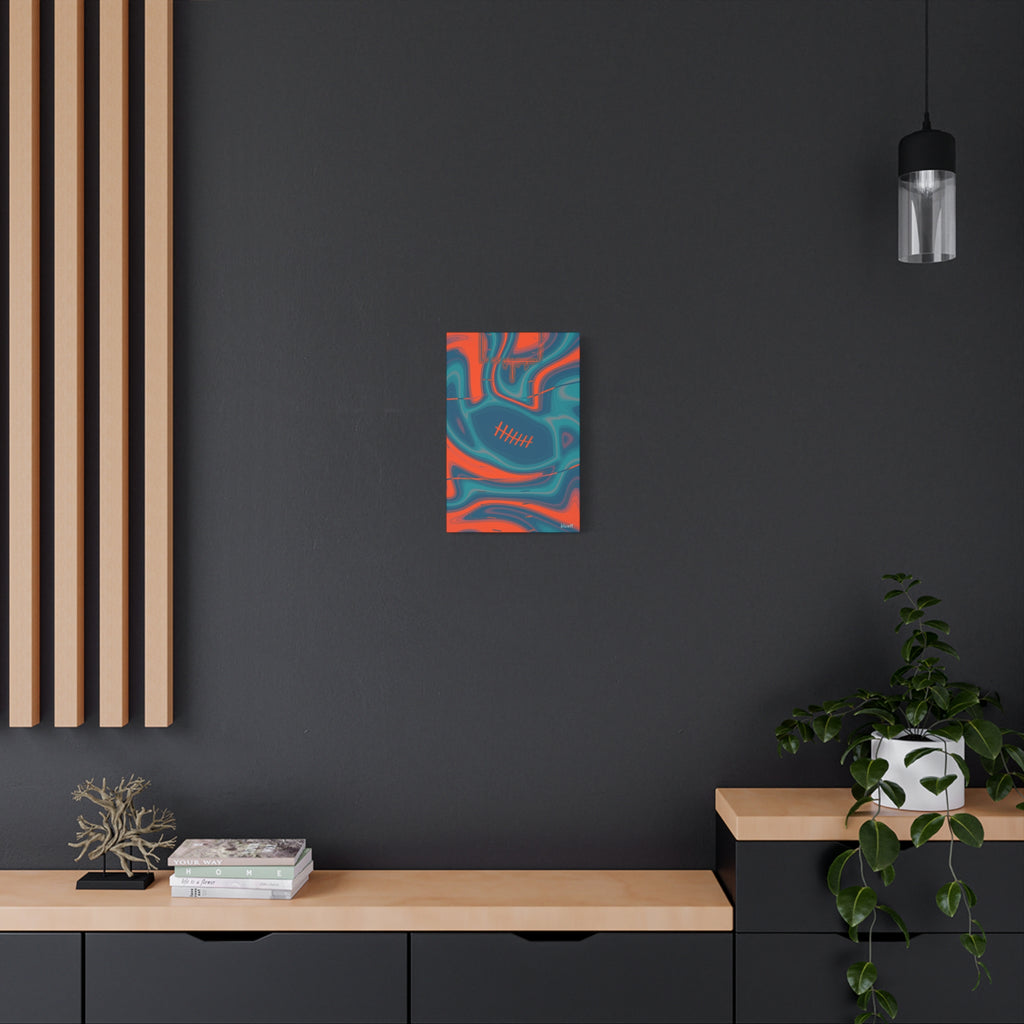 Aqua & Orange Trippy Football Canvas