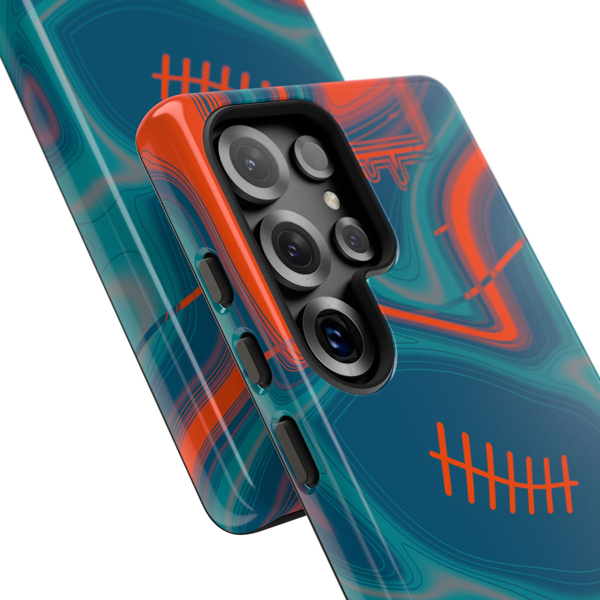 Aqua & Orange Trippy Football Phone Case