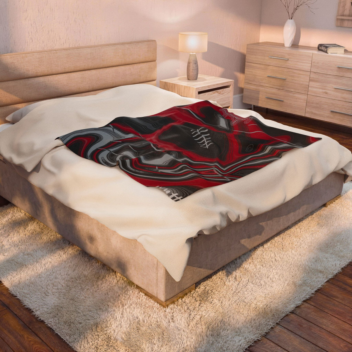 Red, Black & Silver Trippy Football Blanket