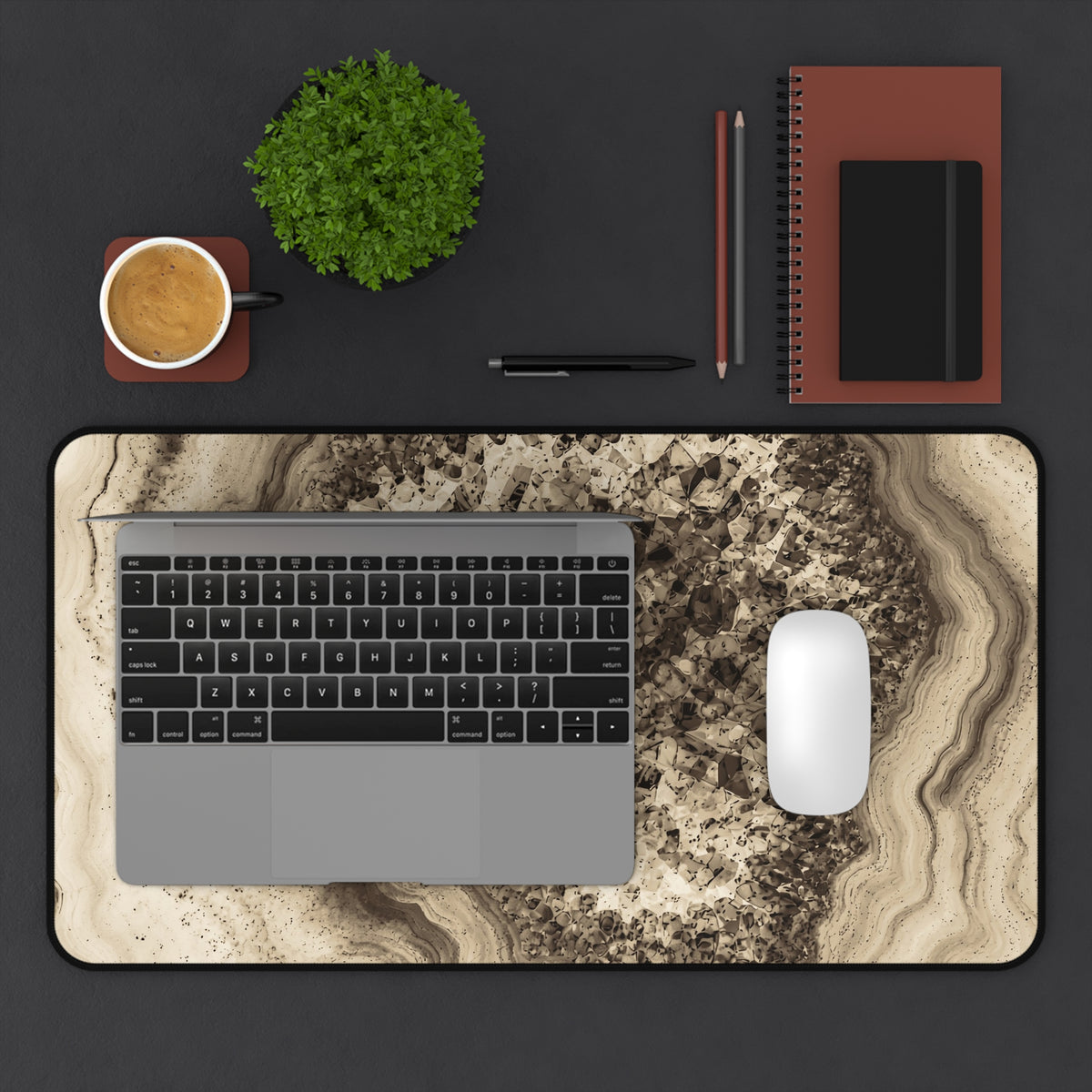 Geode Core - Ink on Paper Desk Mat