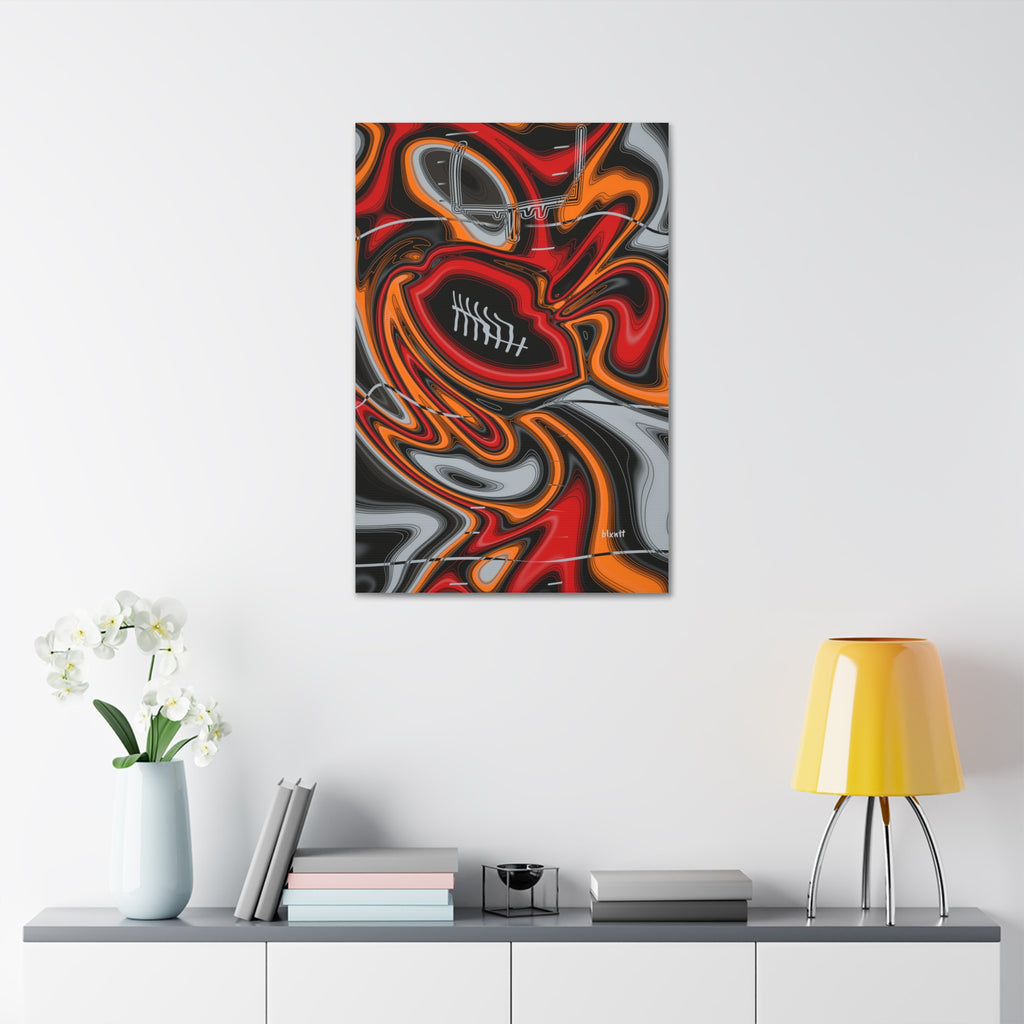 Red, Orange & Pewter Trippy Football Glossy Canvas
