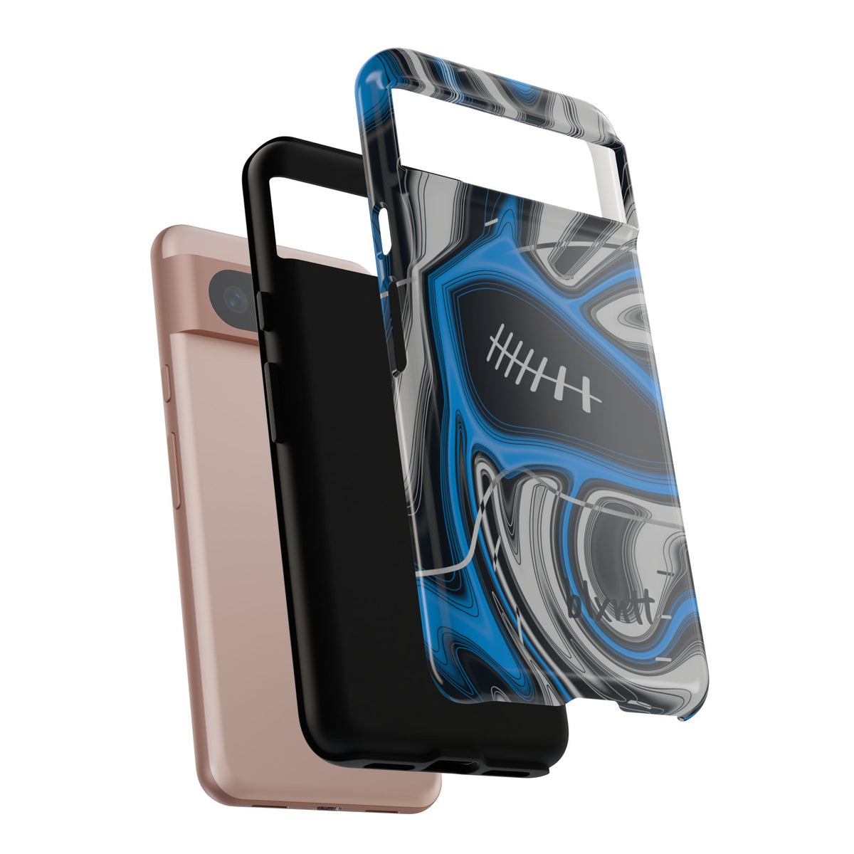 Sky Blue, Black & Silver Trippy Football Phone Case