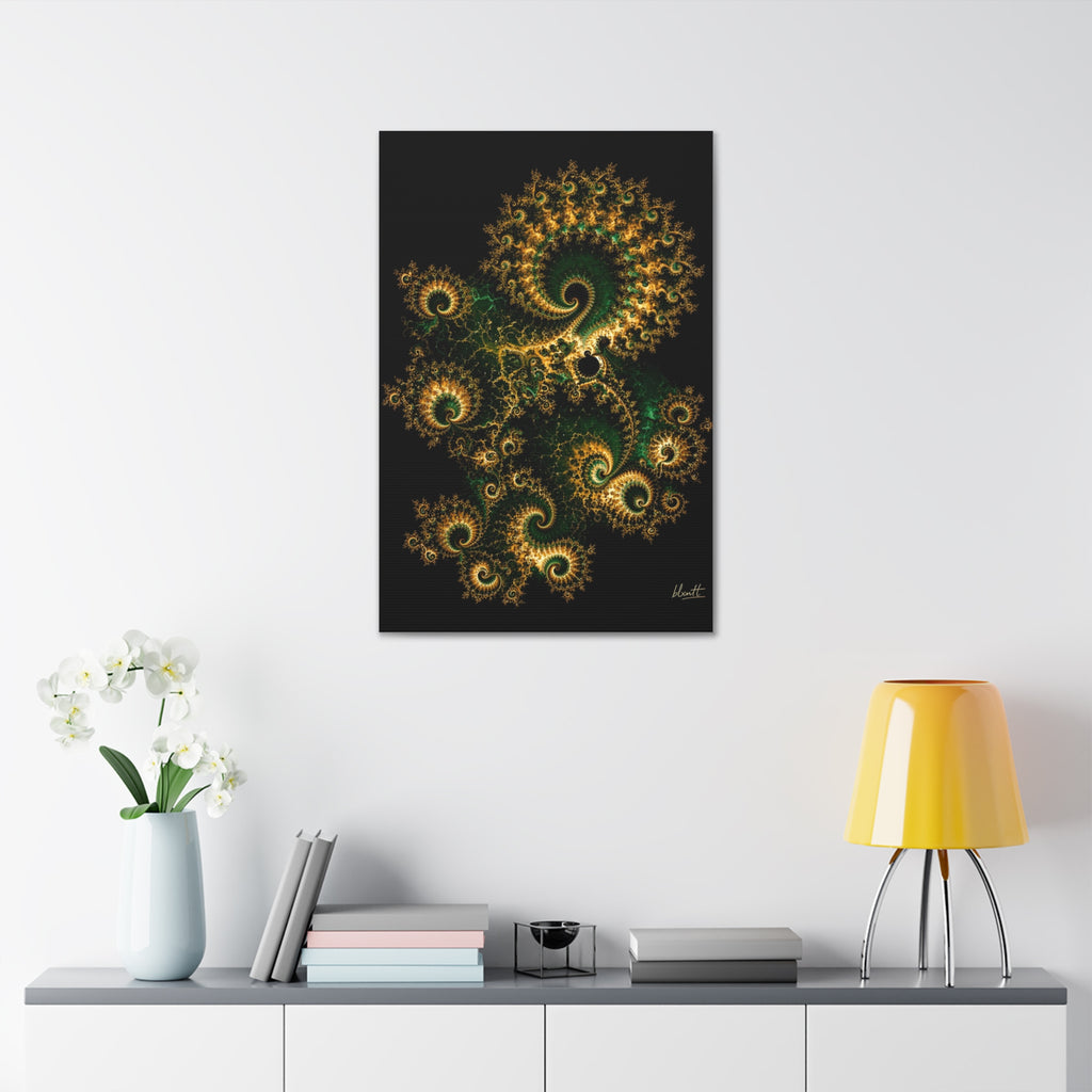 Copper Infinity - Emerald & Gold Glossy Canvas