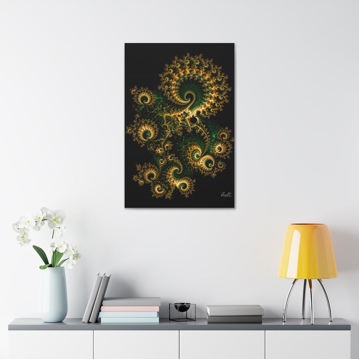 Copper Infinity - Emerald & Gold Glossy Canvas