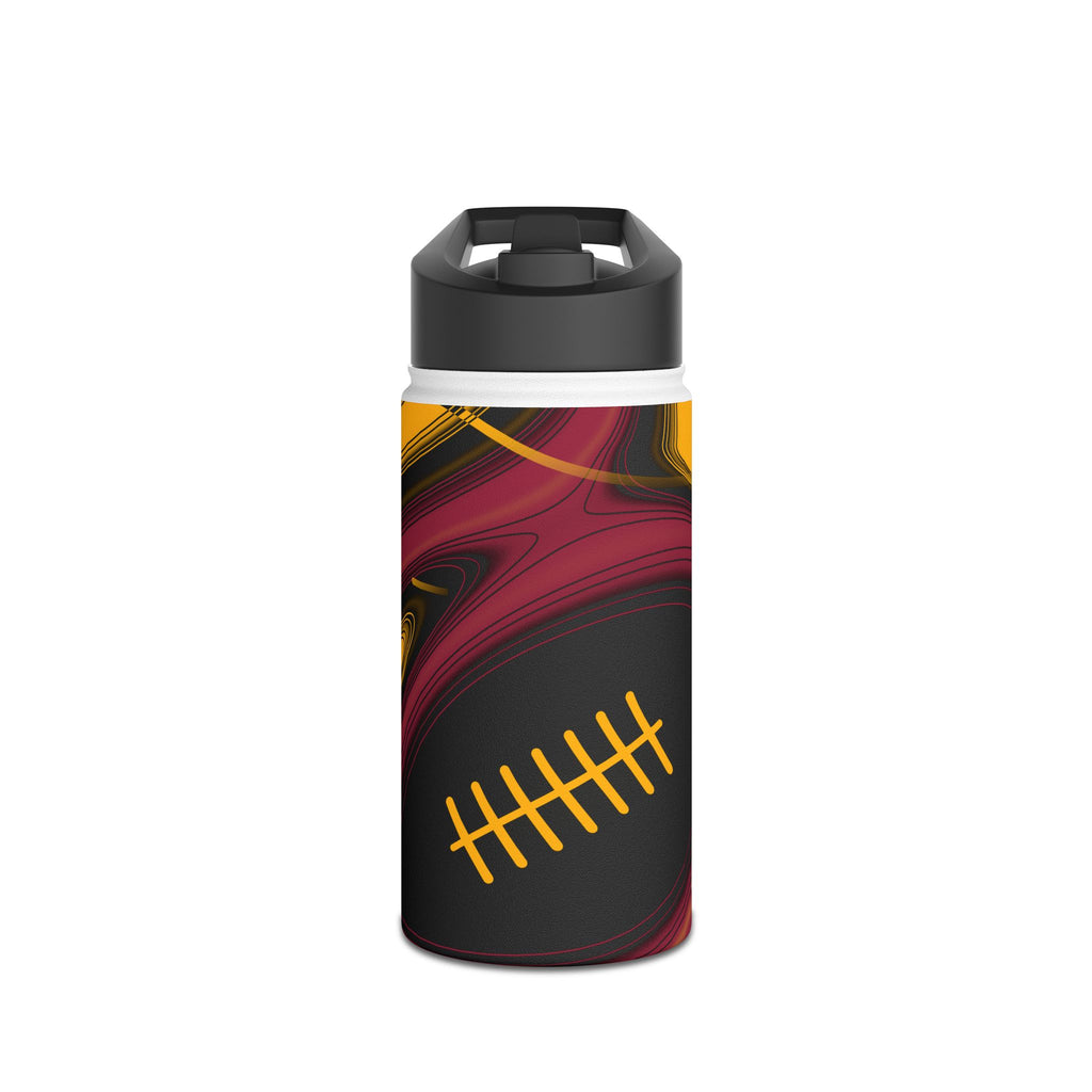 Cardinal Red, Black & Gold Trippy Football Water Bottle
