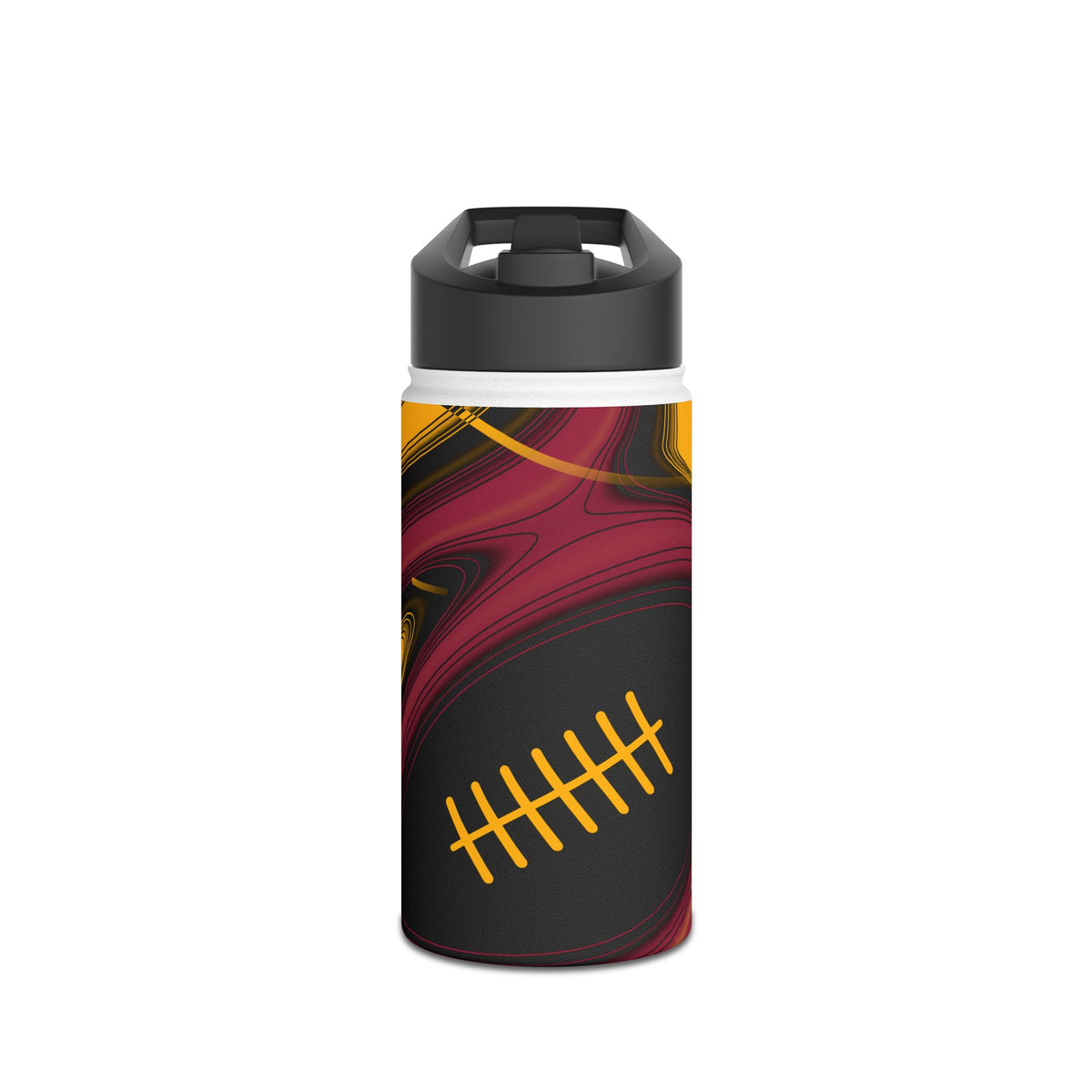 Cardinal Red, Black & Gold Trippy Football Water Bottle