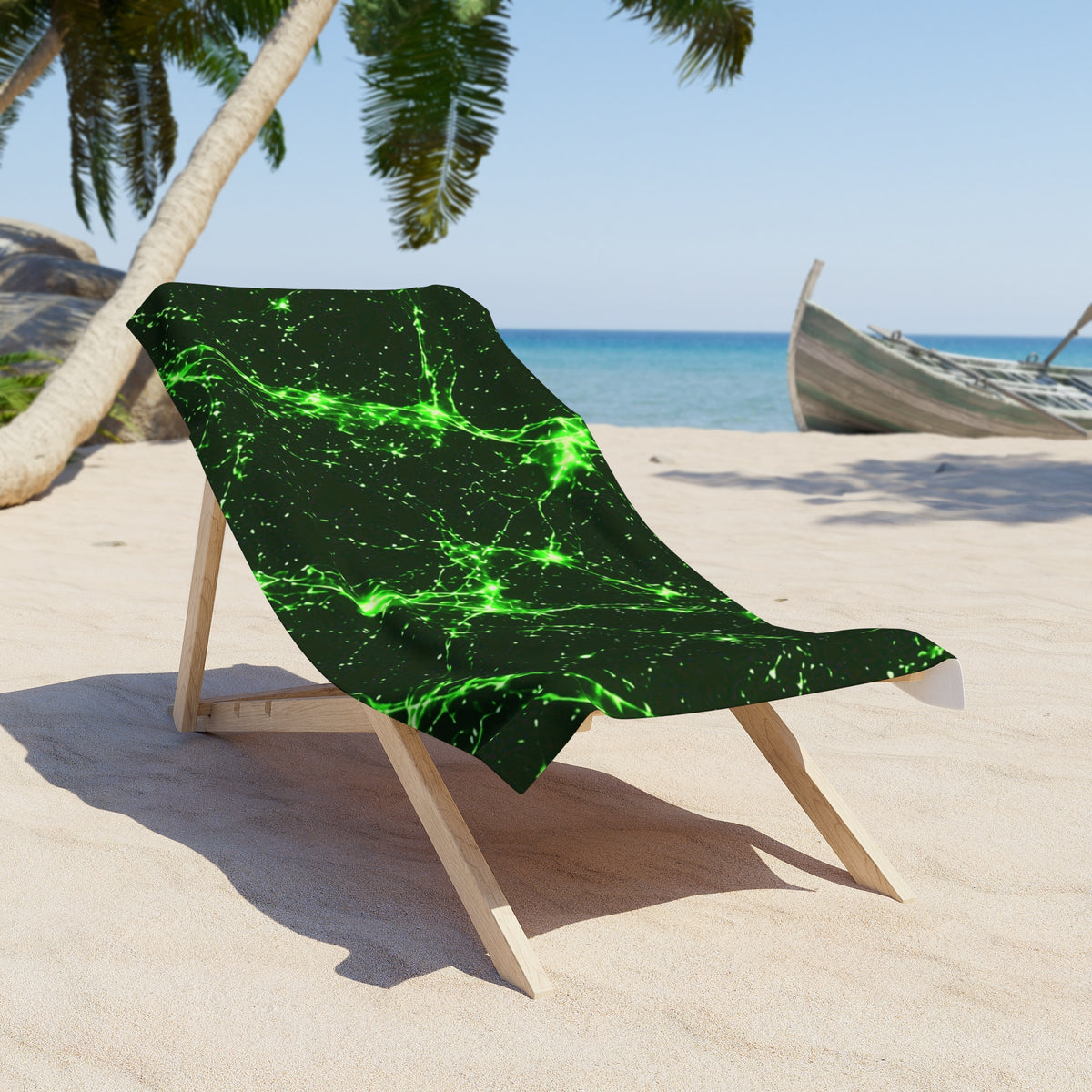 Neon Mycelium - Toxic Lime Beach Towel