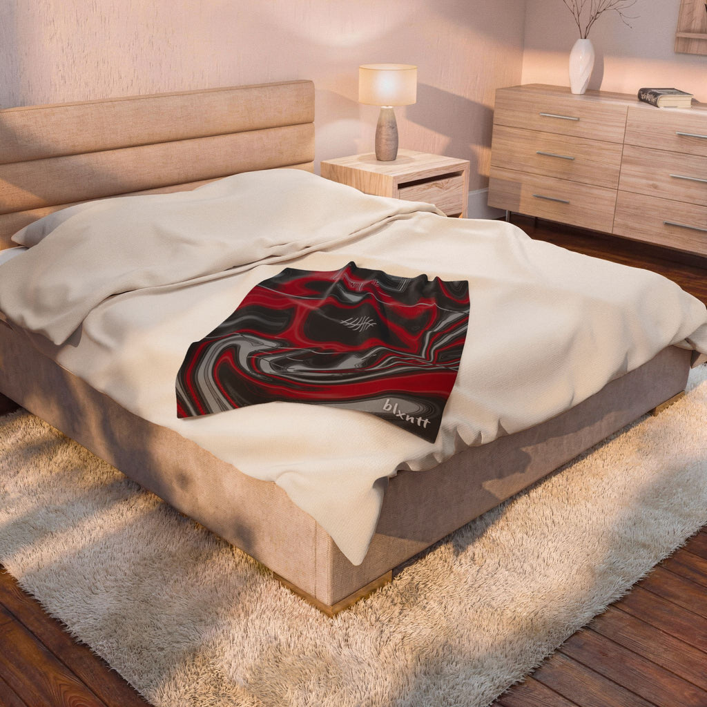 Red, Black & Silver Trippy Football Blanket
