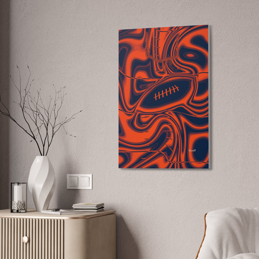 Orange & Navy Trippy Football Glossy Canvas