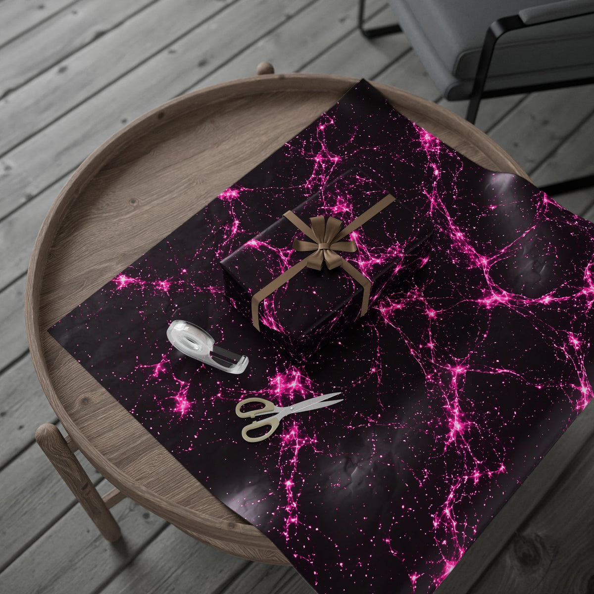 Neon Mycelium - Hot Pink Pulse Wrapping Paper