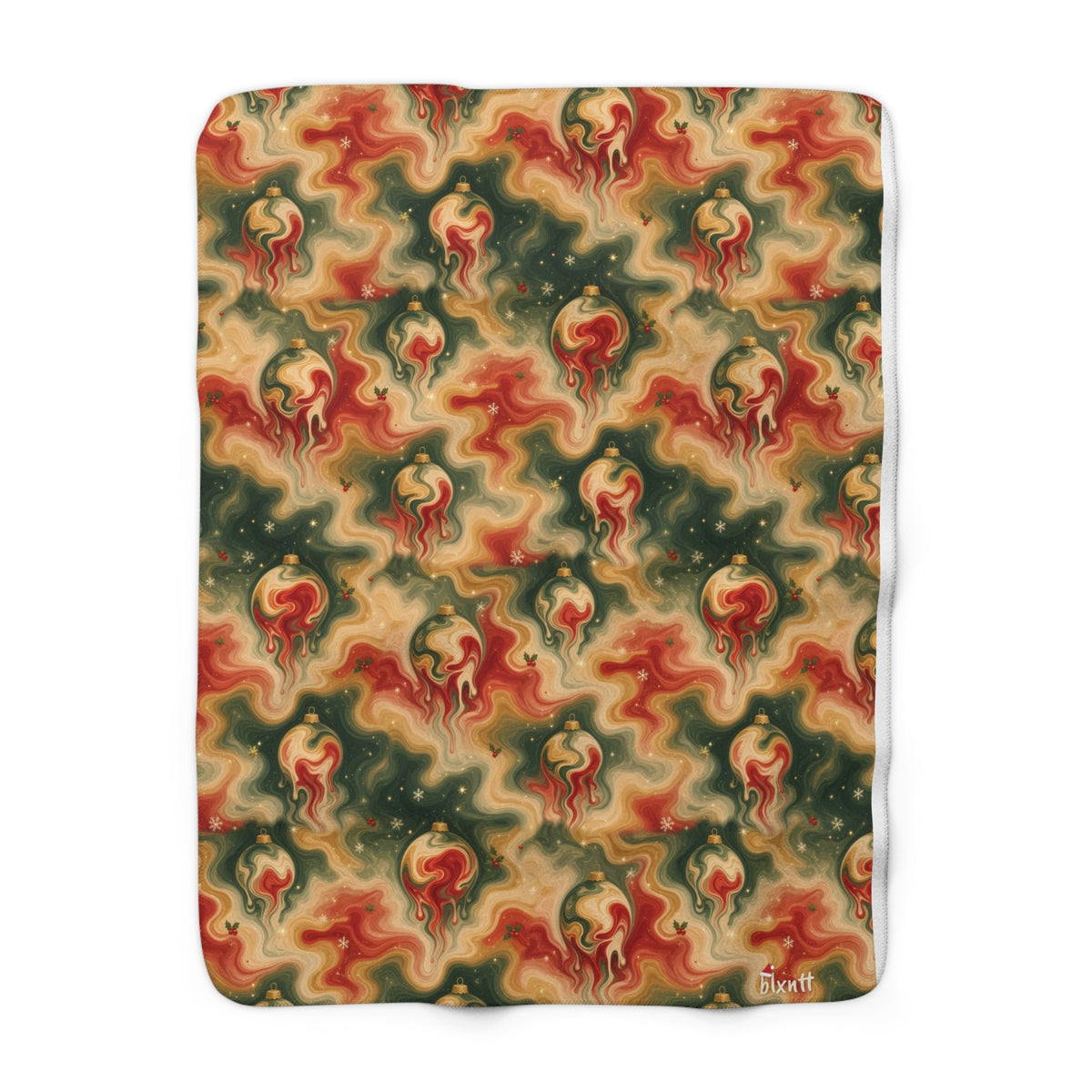 Melting Ornaments Trippy Christmas Sherpa Blanket