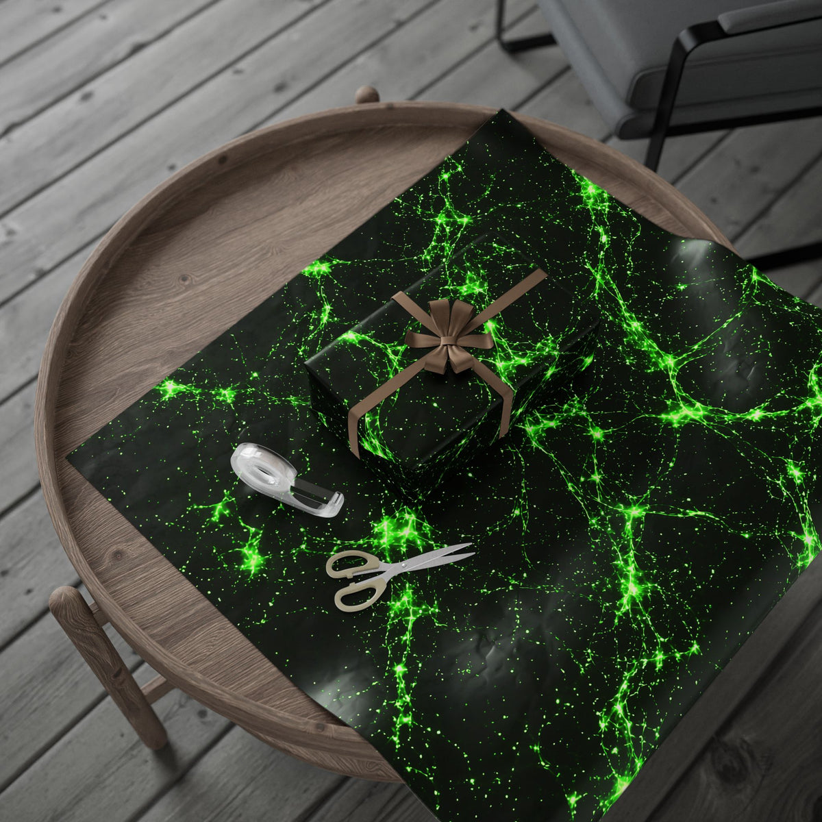 Neon Mycelium - Toxic Lime Wrapping Paper