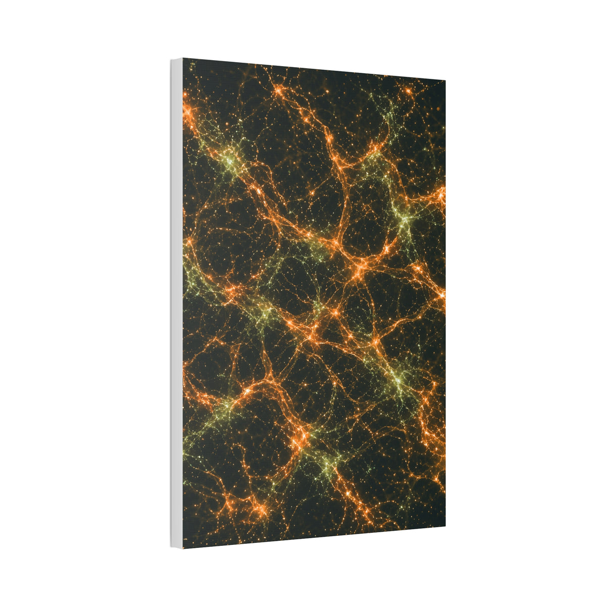 Neon Mycelium - Electric Tangerine Teal Glossy Canvas