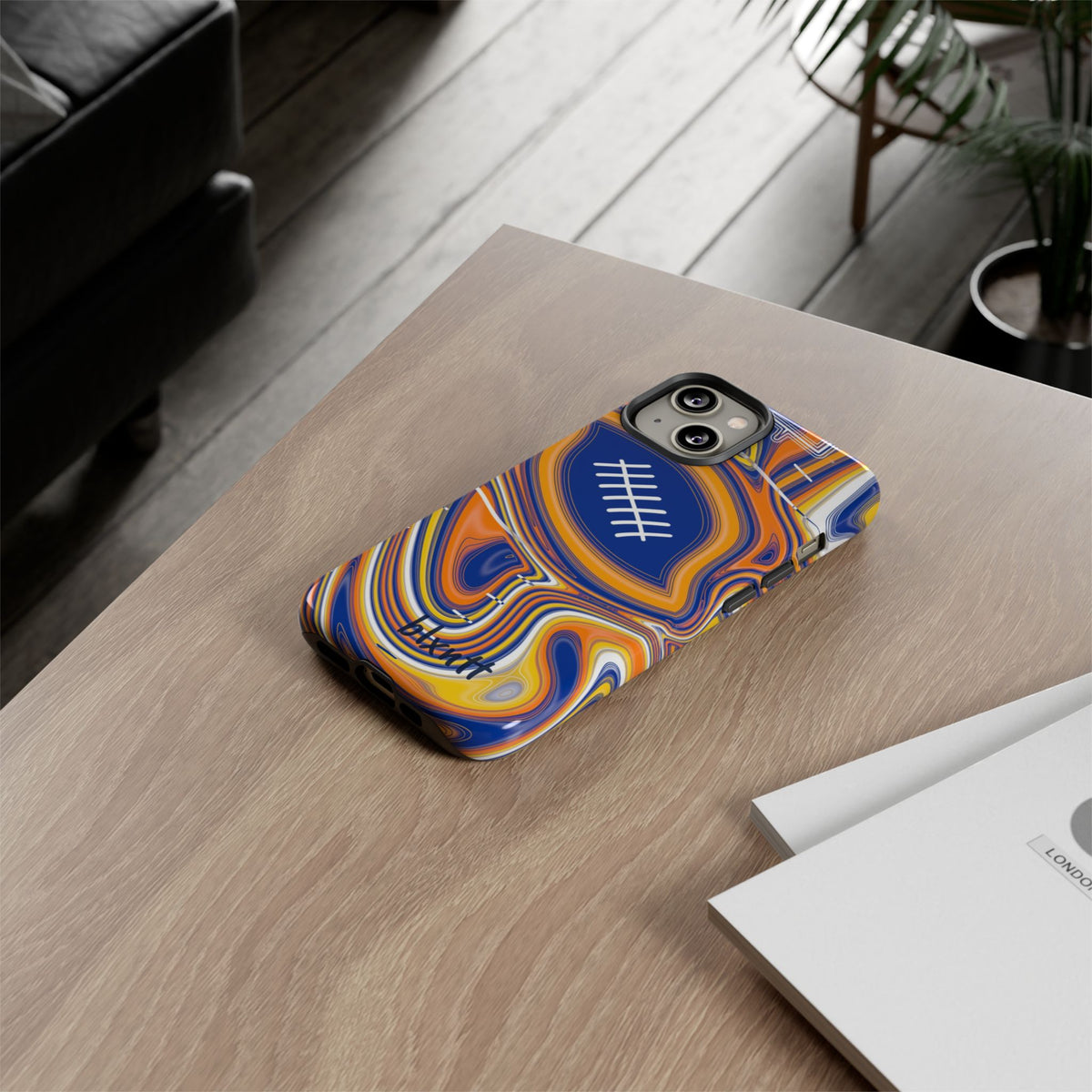 Royal Blue & Yellow Trippy Football Phone Case