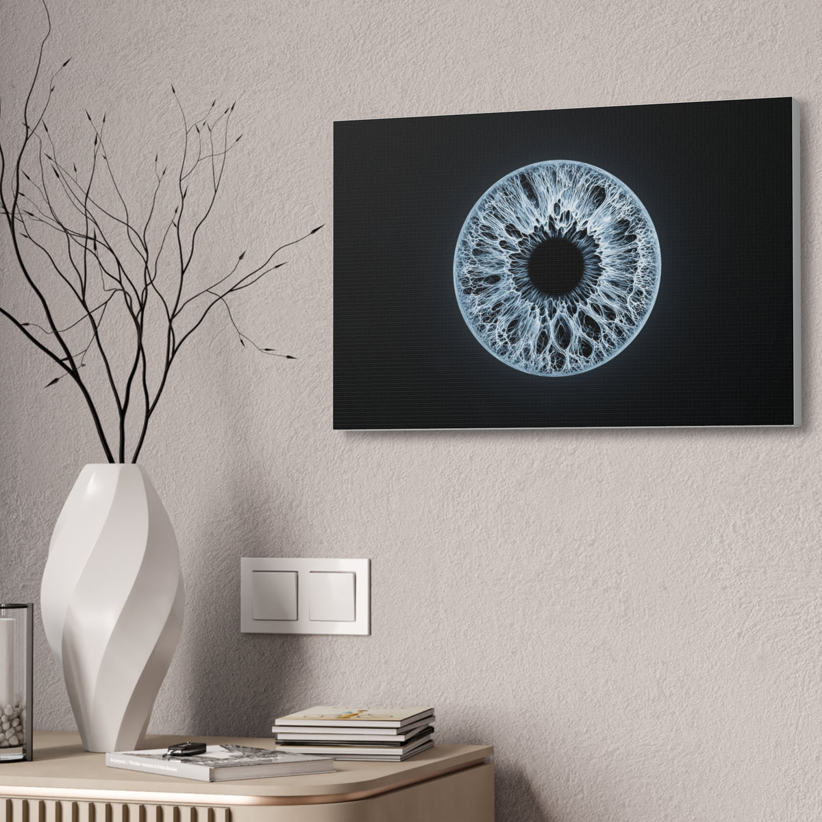 BLXNTT Iris – Lace Web Ice Blue Glossy Canvas