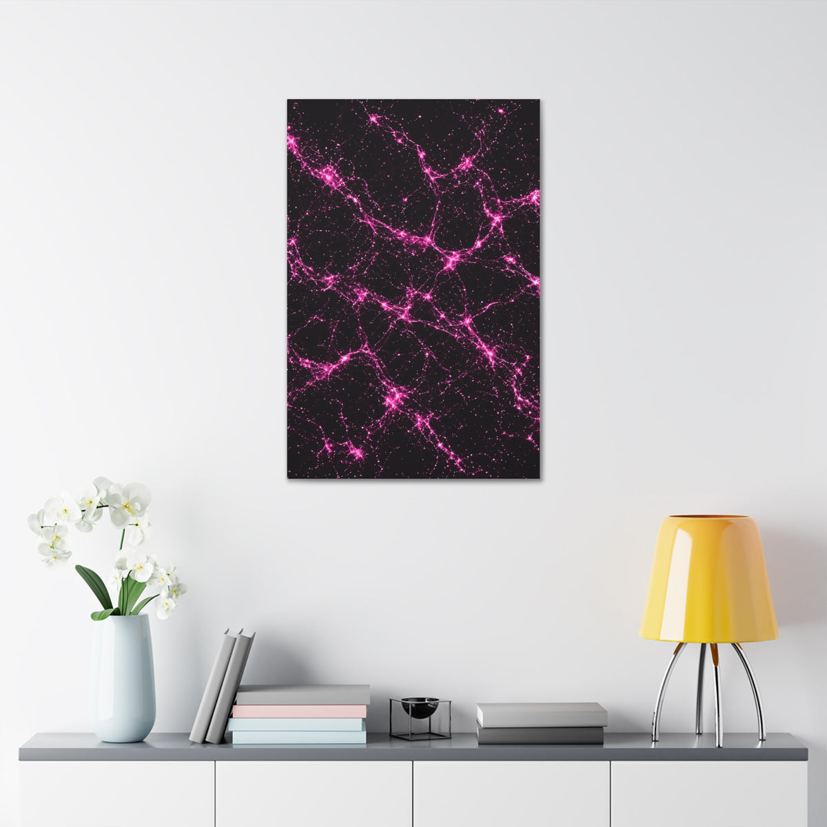 Neon Mycelium - Hot Pink Pulse Glossy Canvas