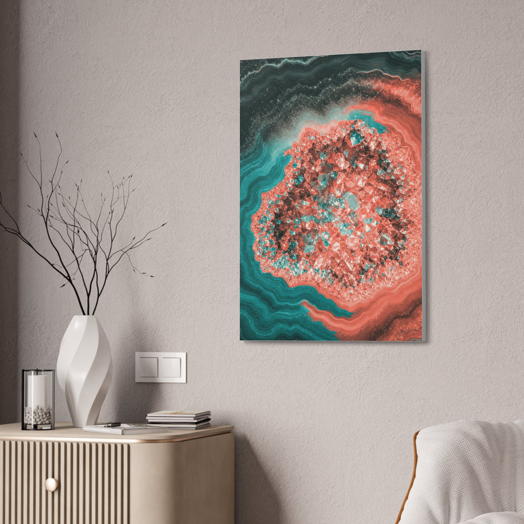 Geode Core - Coral Teal Glossy Canvas
