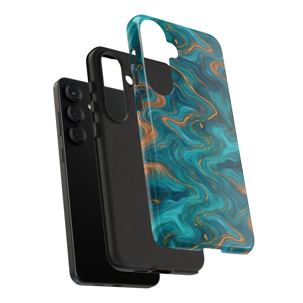 Turquoise & Copper Marble Phone Case