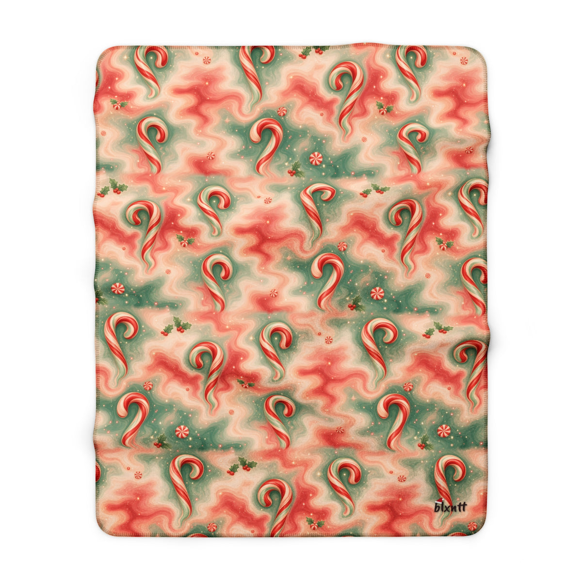 Candy Cane Trippy Christmas Sherpa Blanket