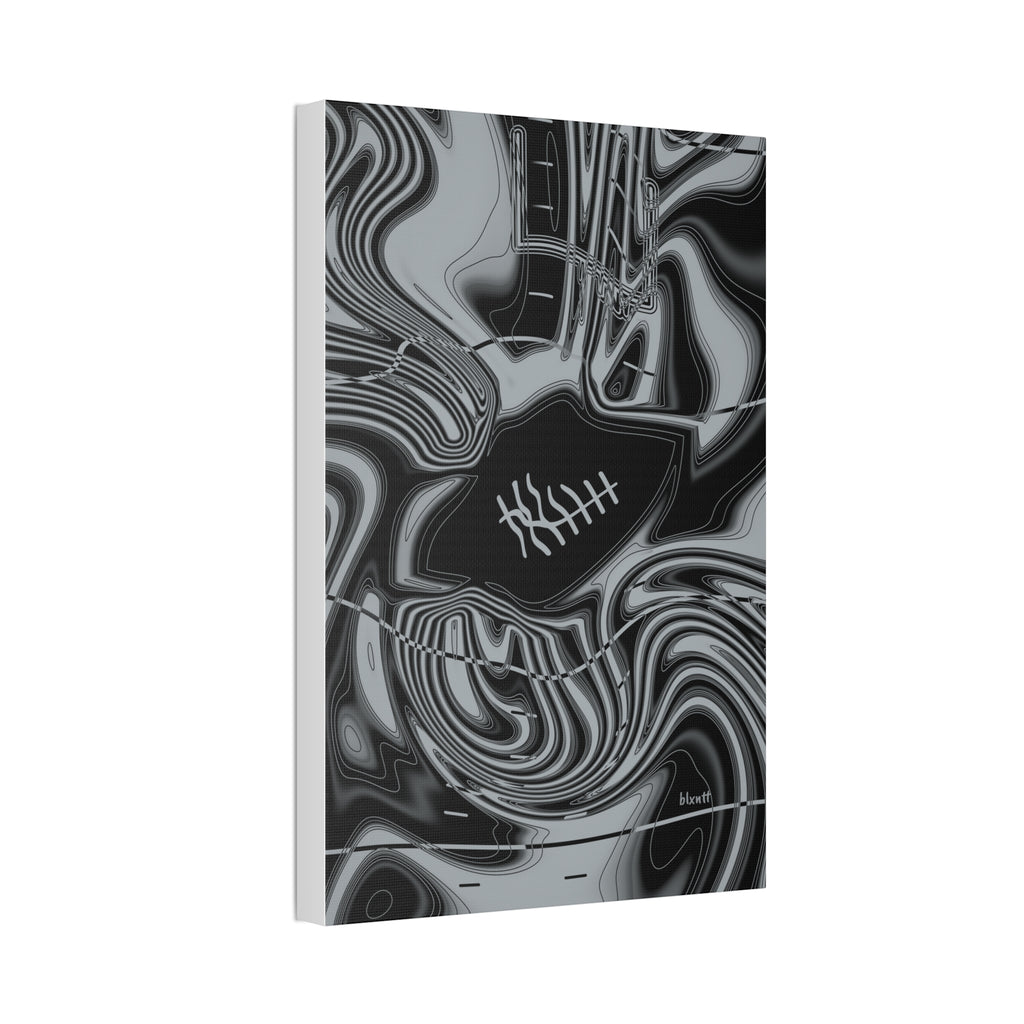 Black & Silver Trippy Football Glossy Canvas