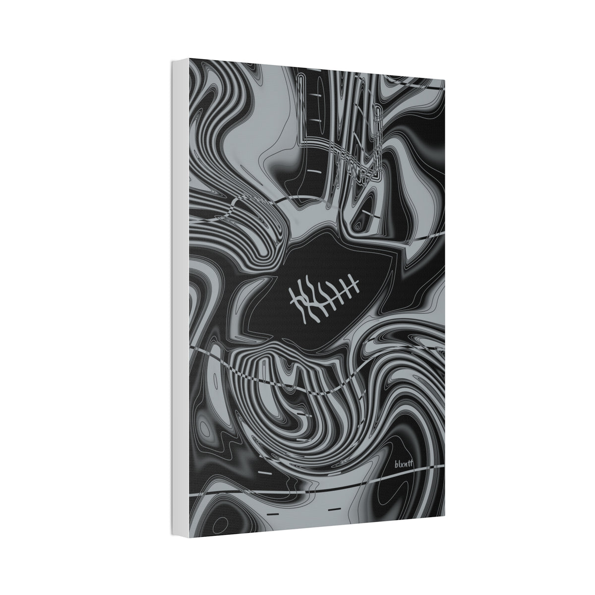 Black & Silver Trippy Football Glossy Canvas