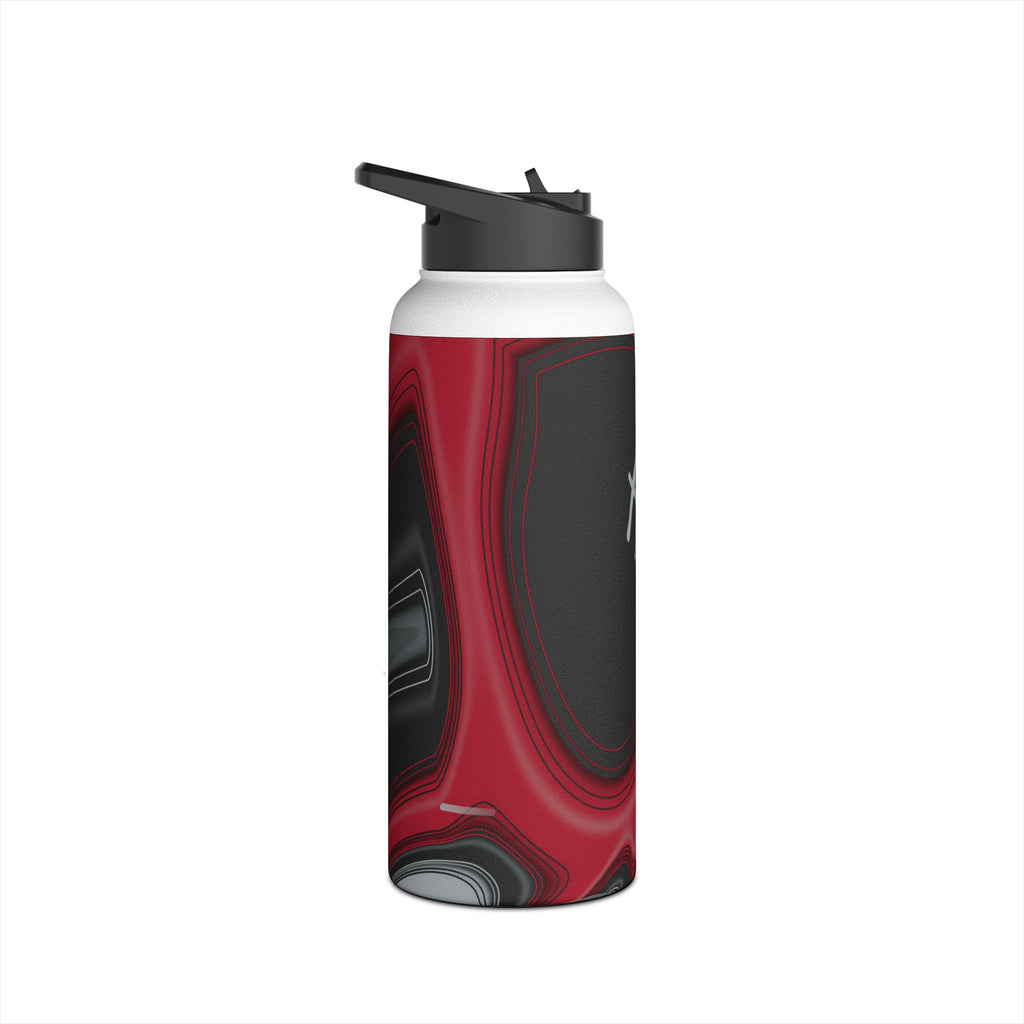 Red, Black & Silver Trippy Football Water Bottle