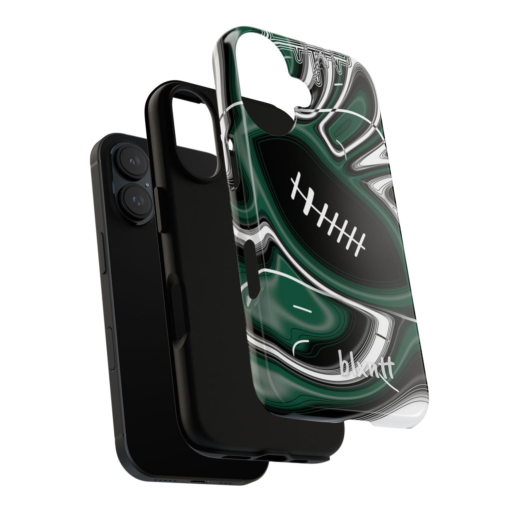 Hunter Green & White Trippy Football Phone Case