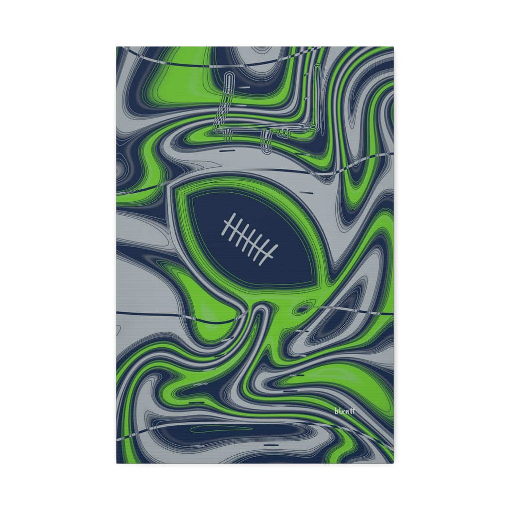 Navy & Neon Green Trippy Football Glossy Canvas