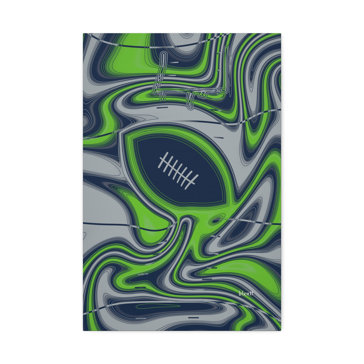 Navy & Neon Green Trippy Football Glossy Canvas