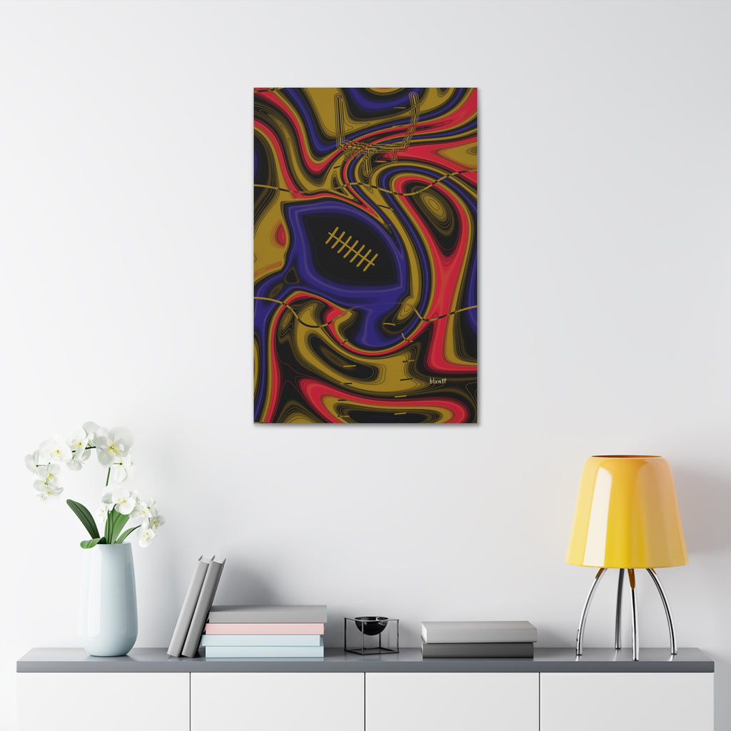 Purple, Black & Gold Trippy Football Glossy Canvas