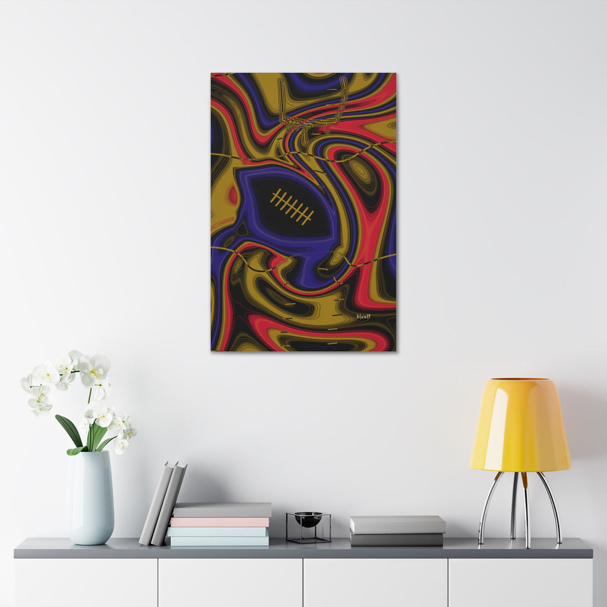 Purple, Black & Gold Trippy Football Glossy Canvas