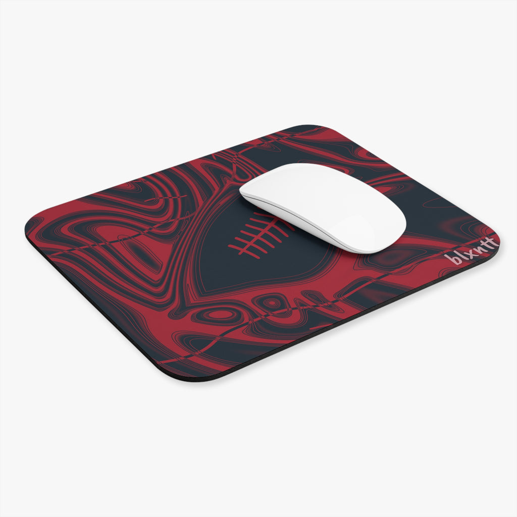 Midnight Navy & Red Trippy Football Mouse Pad