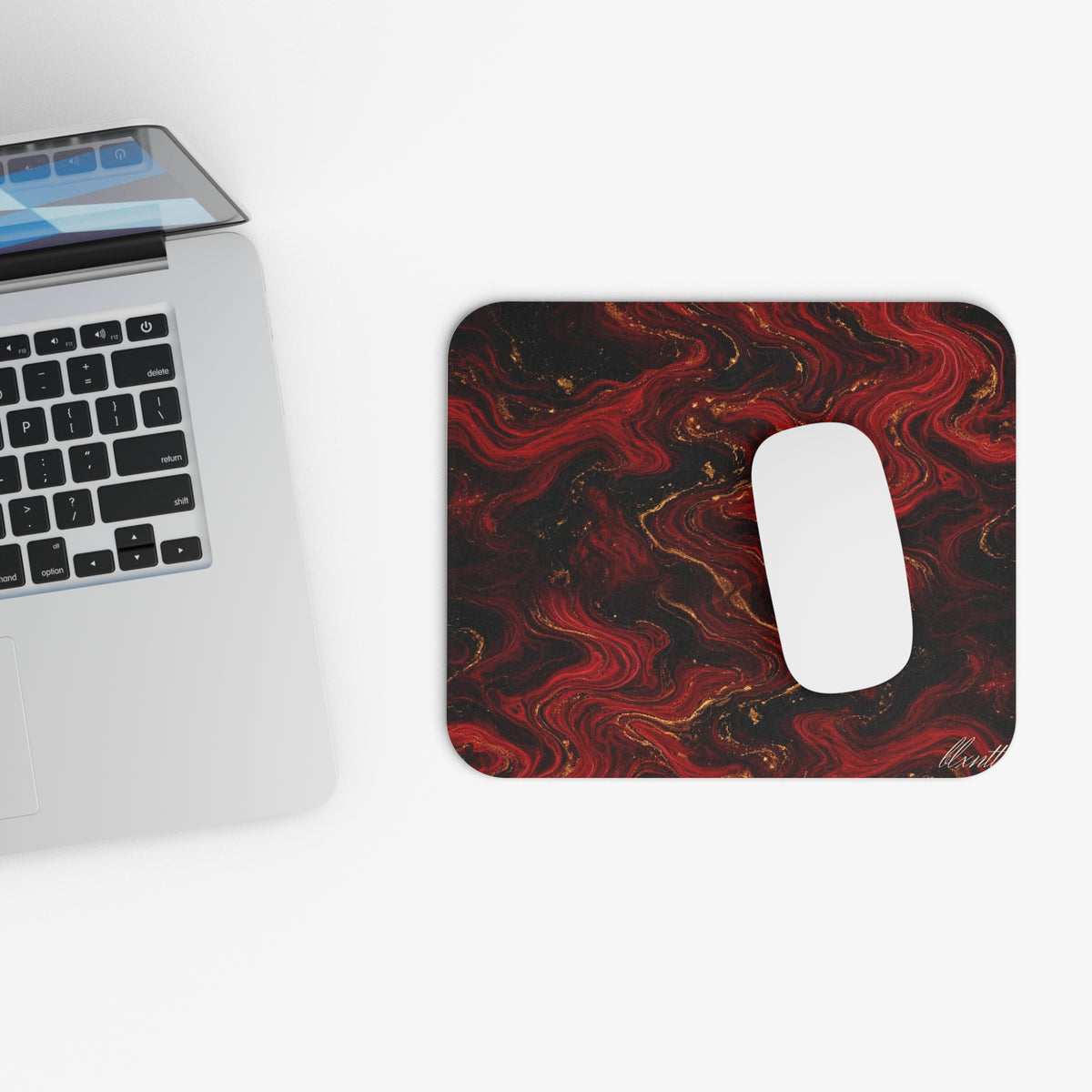 Red & Black Marble Mouse Pad