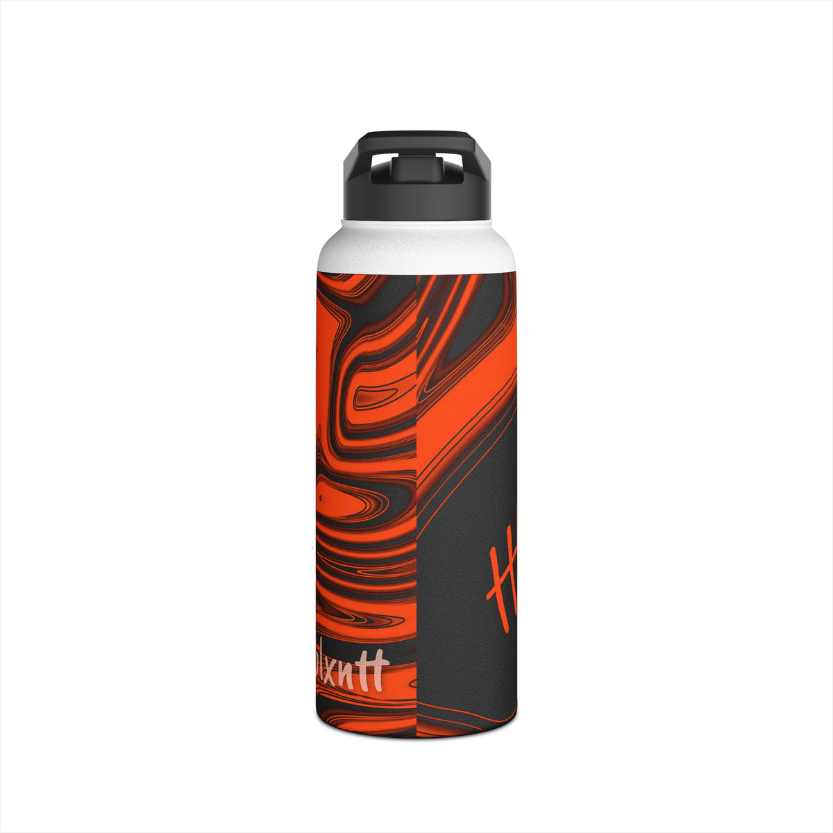 Orange & Black Trippy Football Water Bottle