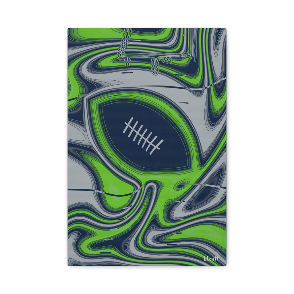 Navy & Neon Green Trippy Football Canvas