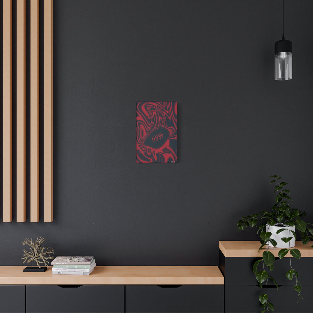 Midnight Navy & Red Trippy Football Canvas