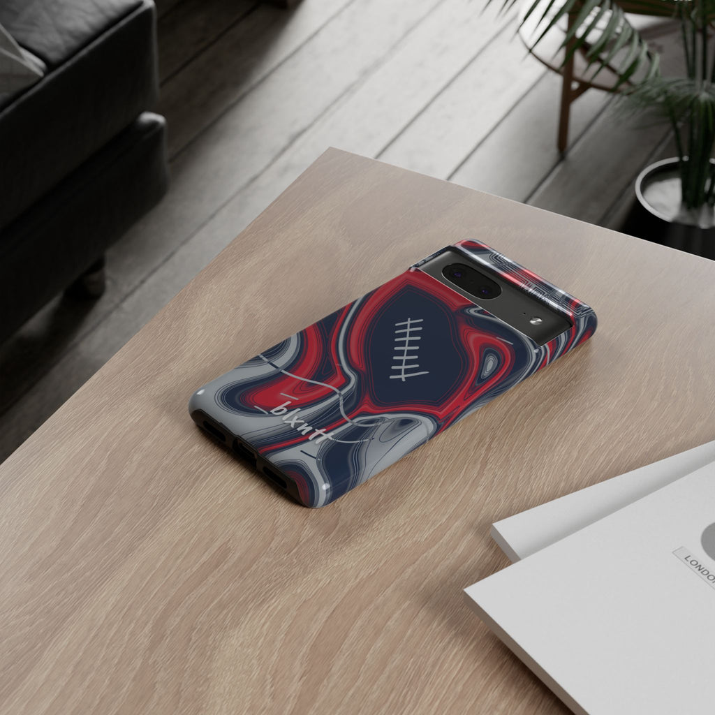 Navy, Red & Silver Trippy Football Phone Case