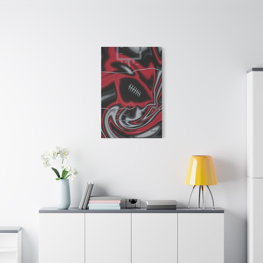 Red, Black & Silver Trippy Football Canvas