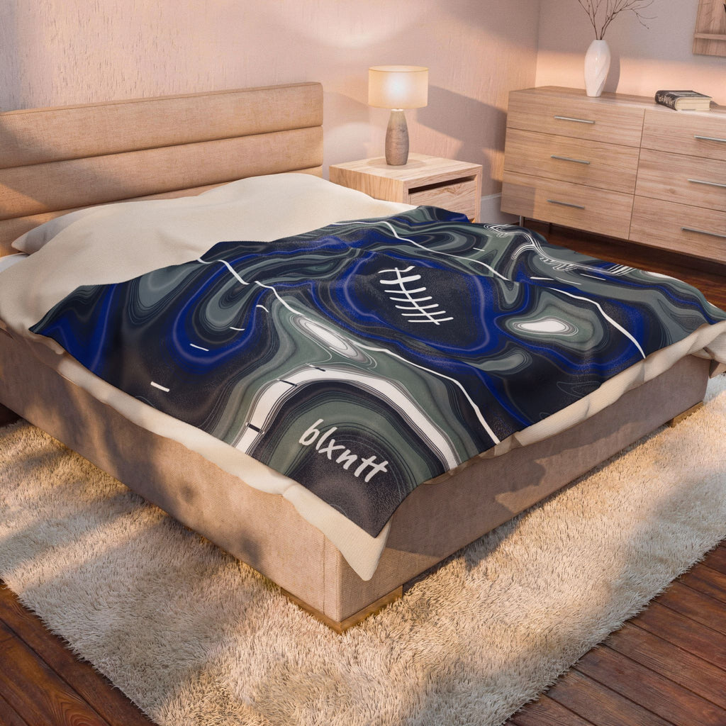 Royal Blue, Navy & Silver Trippy Football Blanket
