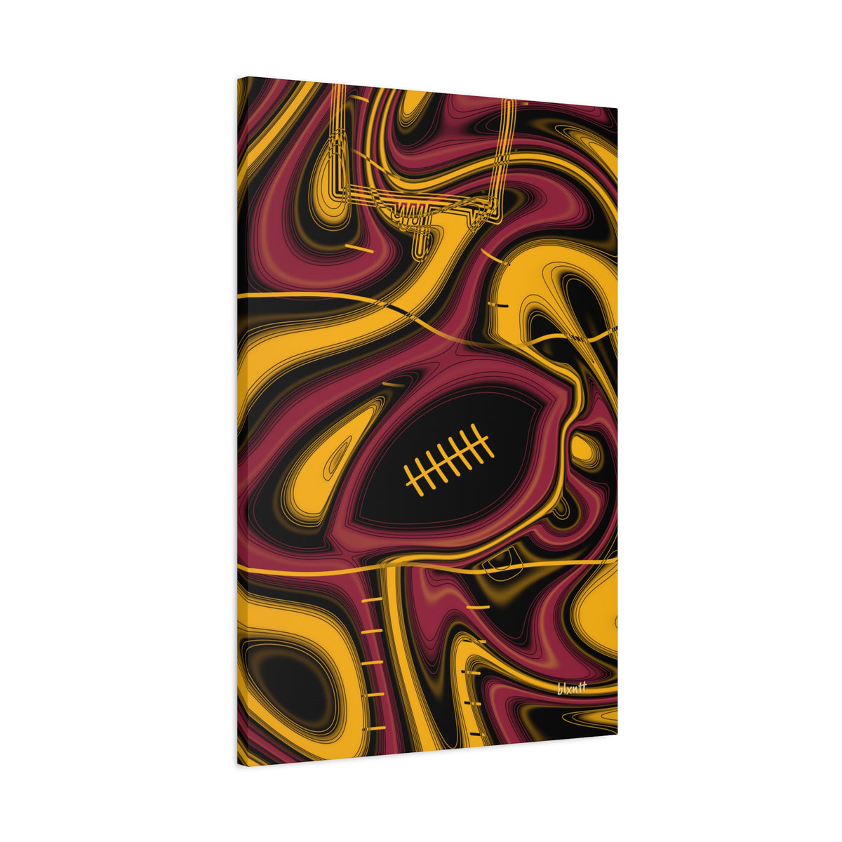 Cardinal Red, Black & Gold Trippy Football Canvas