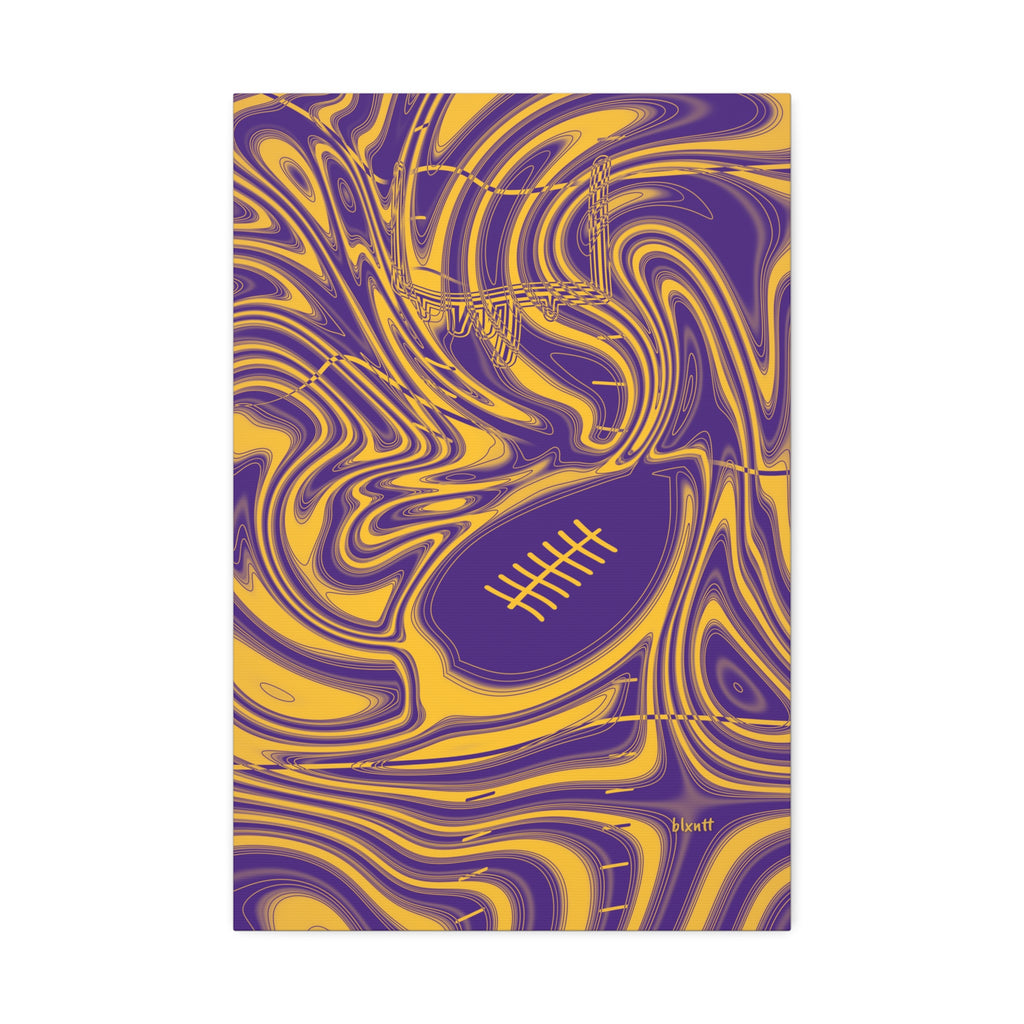 Purple & Gold Trippy Football Glossy Canvas