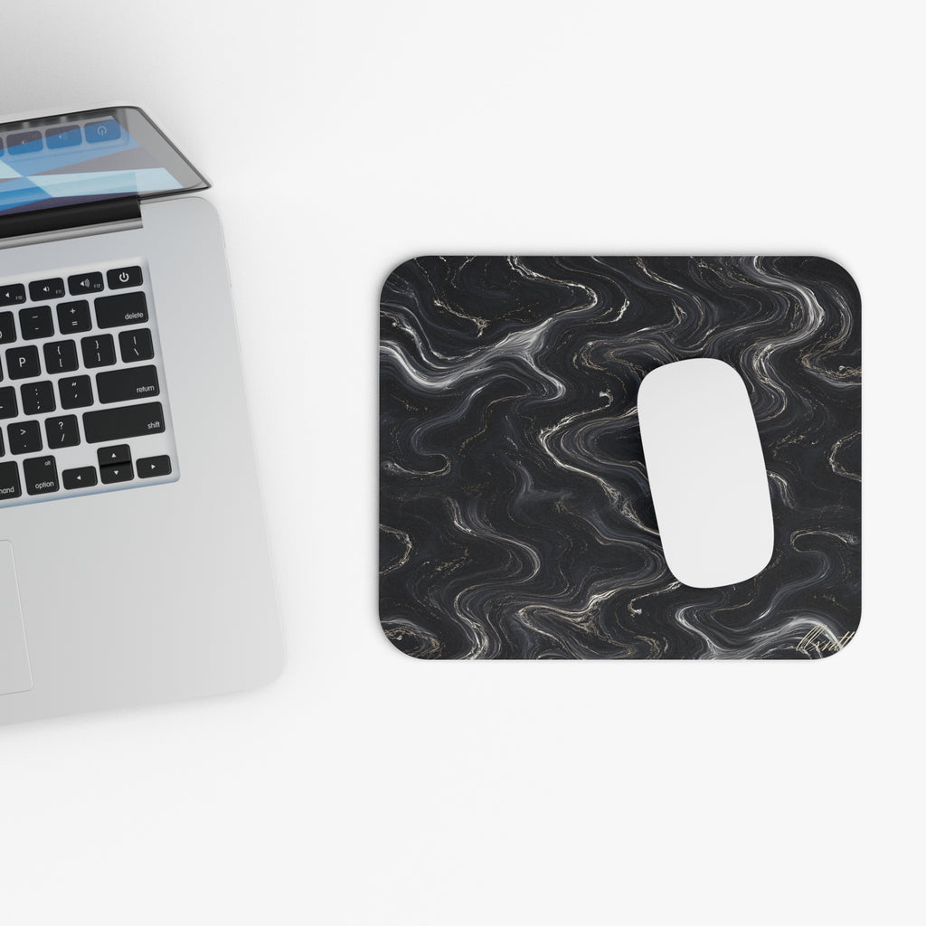 Black & Silver Marble Mouse Pad