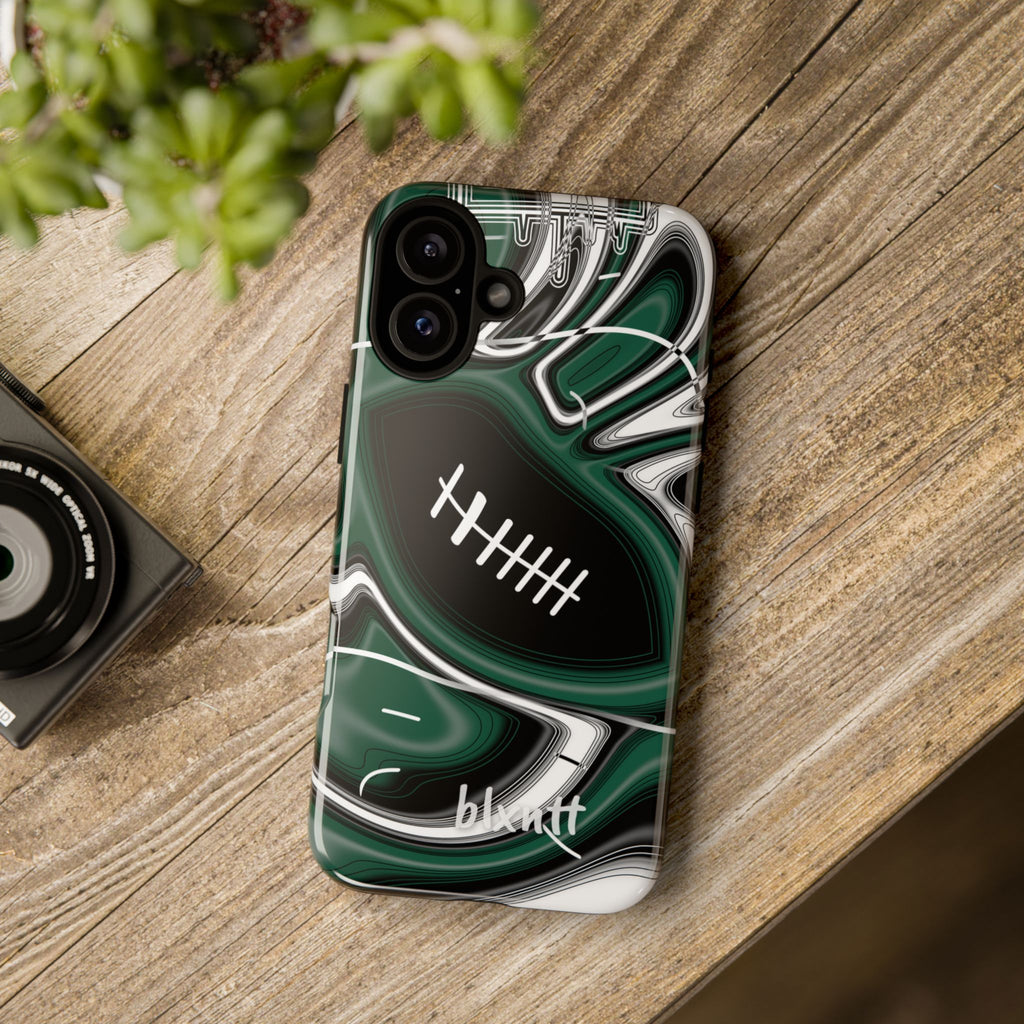 Hunter Green & White Trippy Football Phone Case