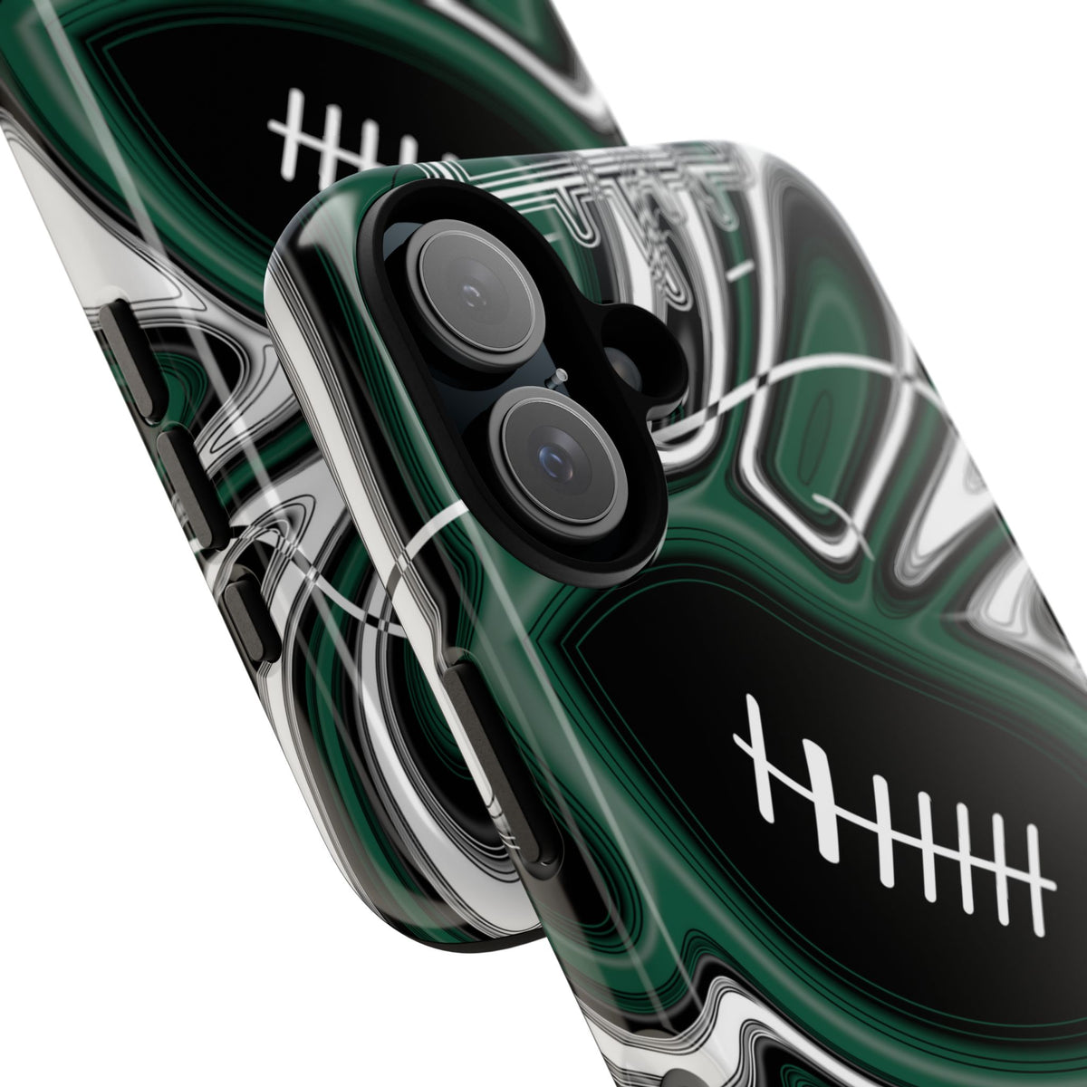 Hunter Green & White Trippy Football Phone Case