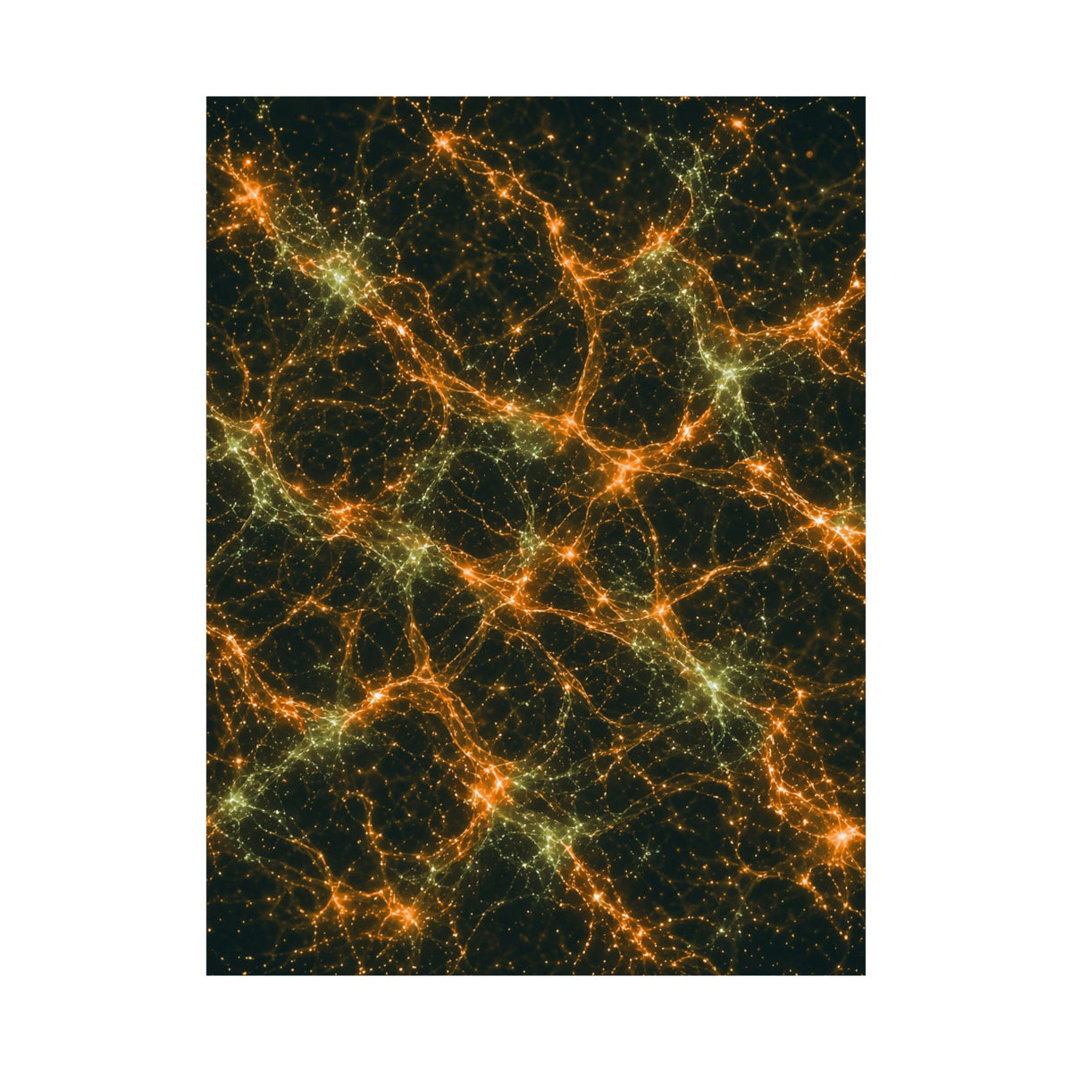Neon Mycelium - Electric Tangerine Teal Poster