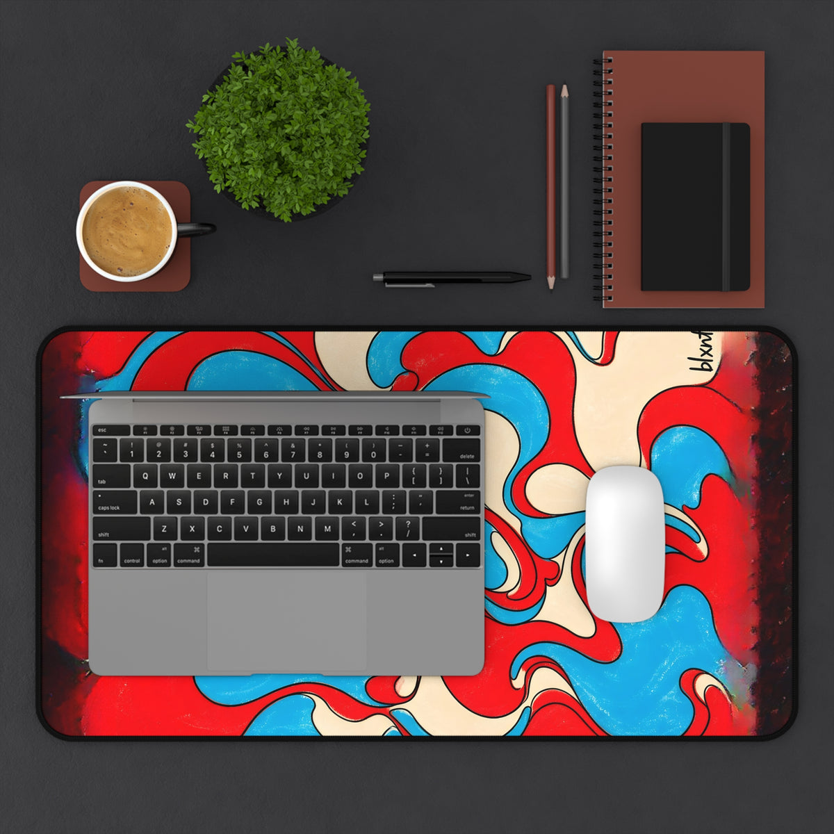 Fillmore Flow - Red, Cyan & Cream Desk Mat