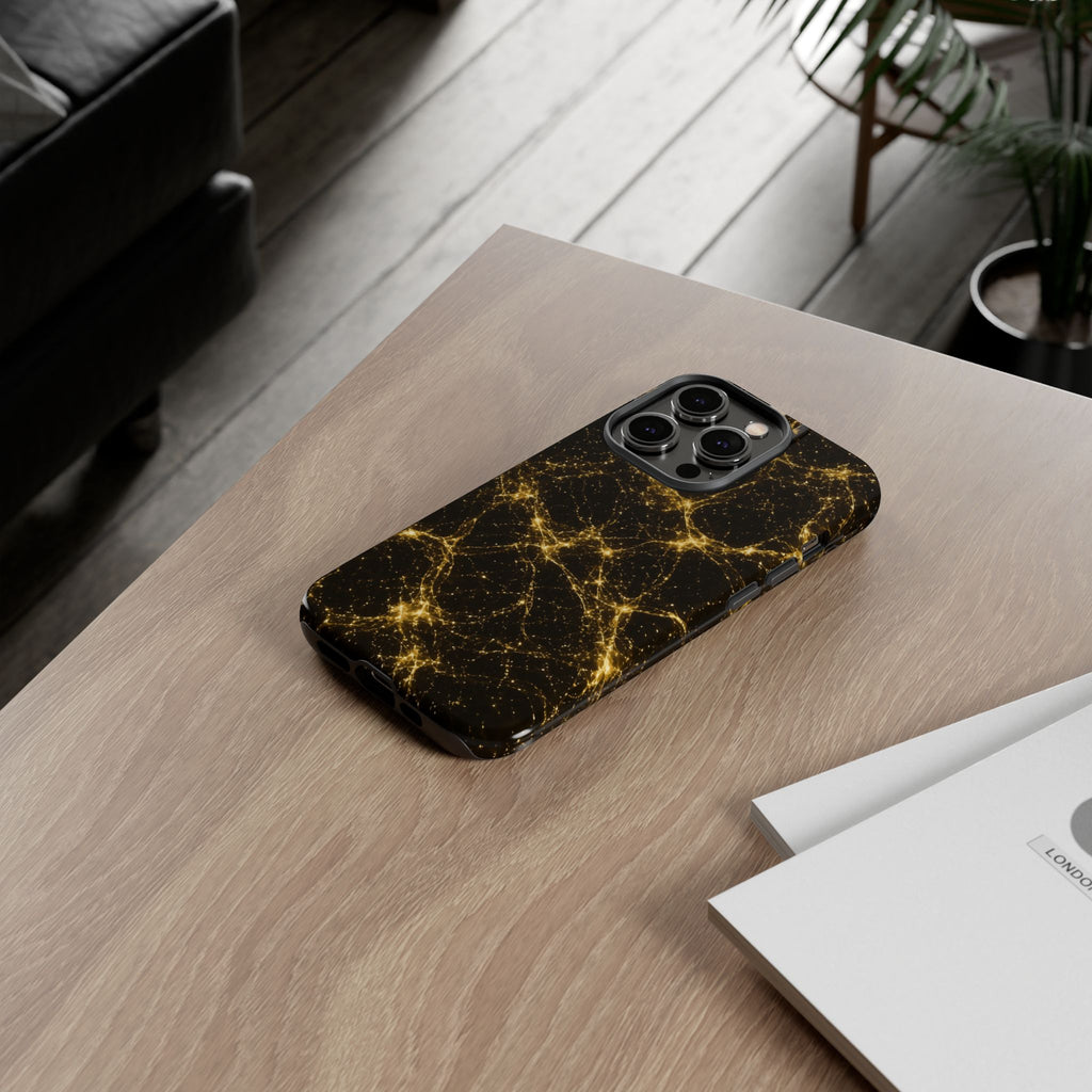Neon Mycelium - Gold Filigree Phone Case