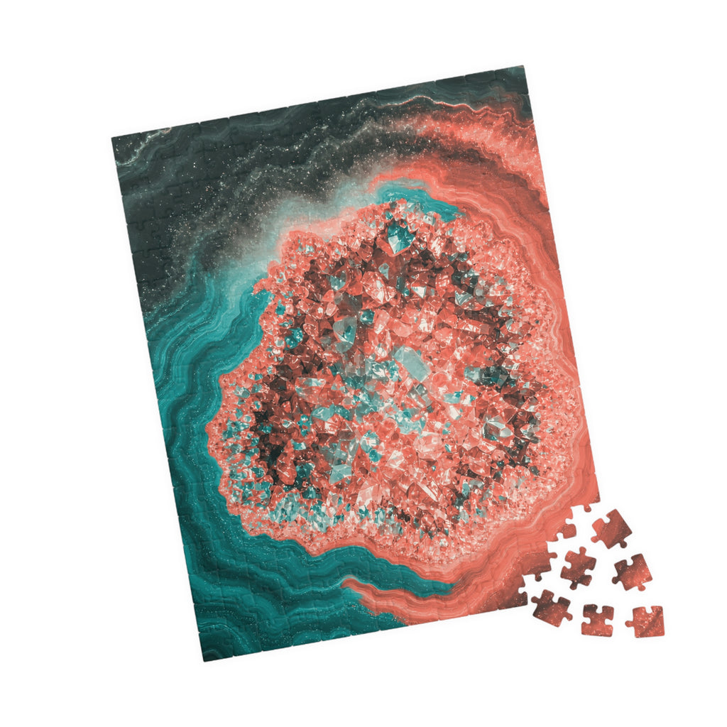Geode Core - Coral Teal Jigsaw Puzzle